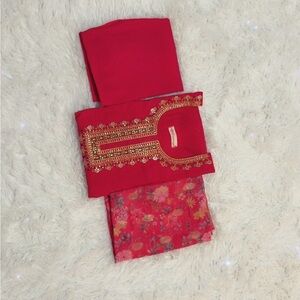 Elegant Red Embroidered Kurta Set